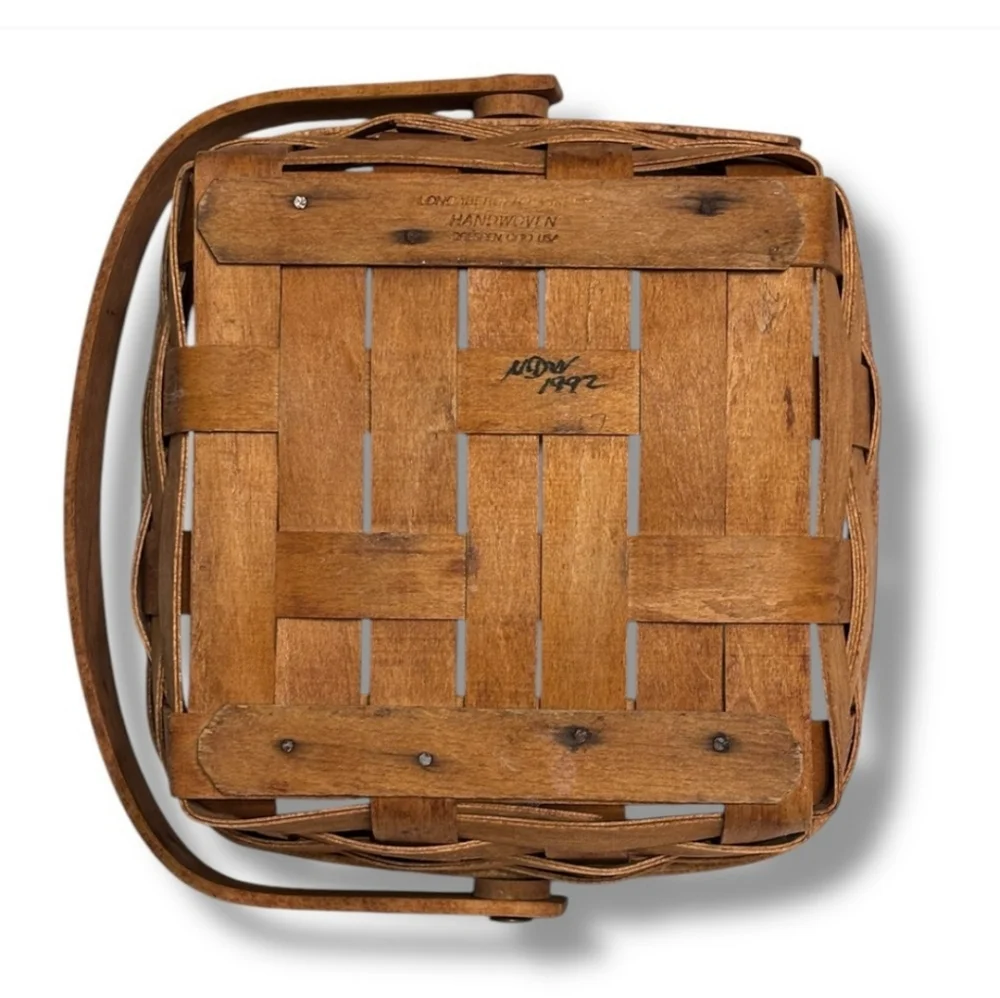 LONGABERGER Small Square Basket Collapsible Handle VINTAGE